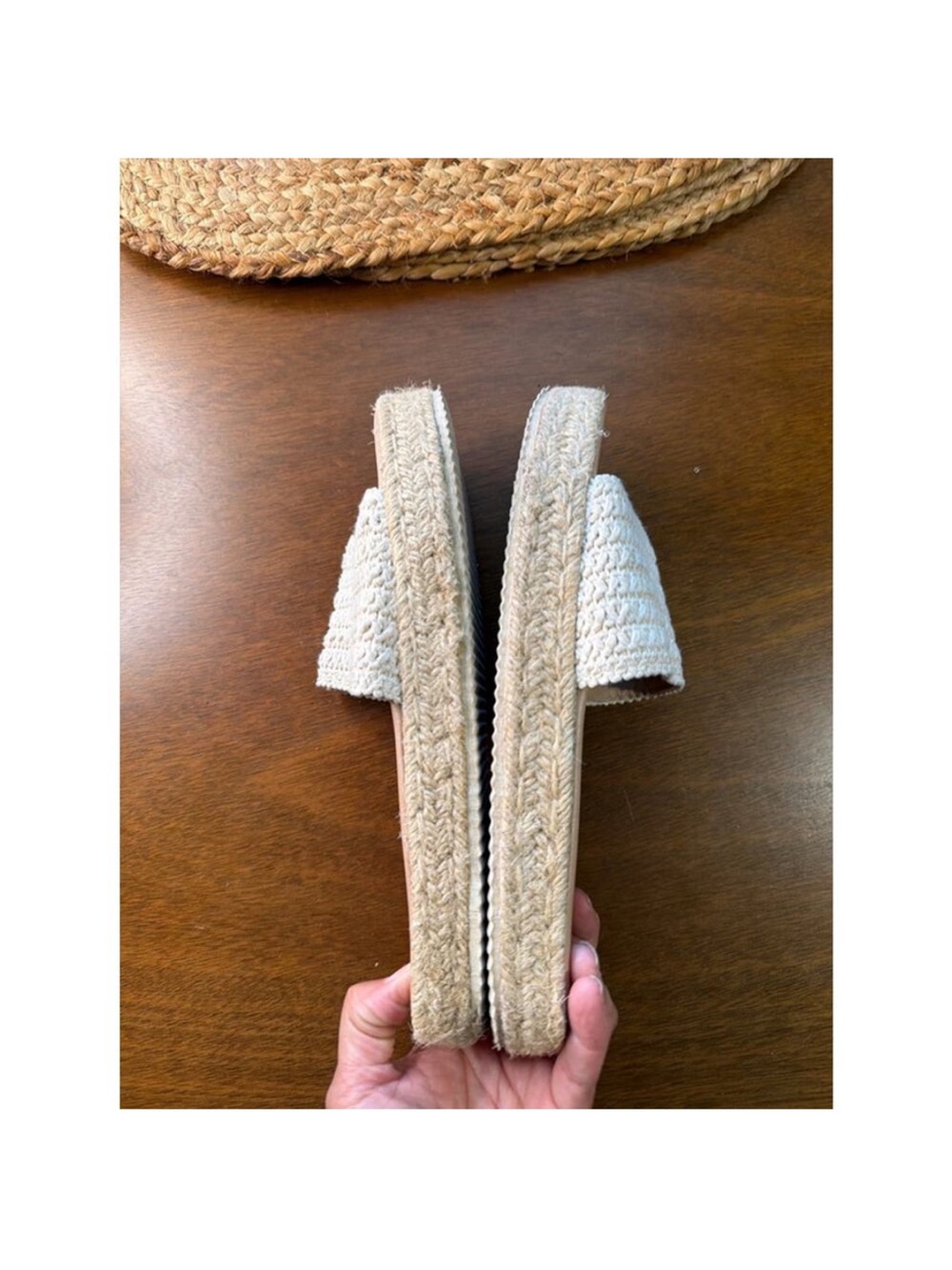 Woven Neutral Slide Mules in Beige Size 9.5 - Picture 6 of 10